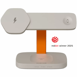 CANYON Wireless Charging Station Hexagon 310 3in1 LightGrey/Orange