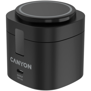 Canyon 4 in 1 Wireless Charging Stand, 30W max, Size: 70x70x70.3mm, weight: 414g, with 65W charger and 1M cable, black