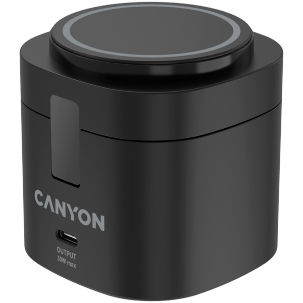 Canyon 4 in 1 Wireless Charging Stand, 30W max, Size: 70x70x70.3mm, weight: 414g, with 65W charger and 1M cable, black