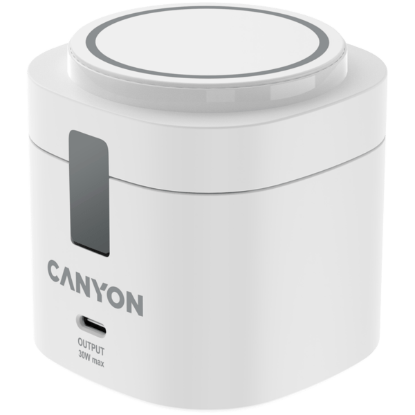Canyon 4 in 1 Wireless Charging Stand, 30W max, Size: 70x70x70.3mm, weight: 414g, with 65W charger and 1M cable, white