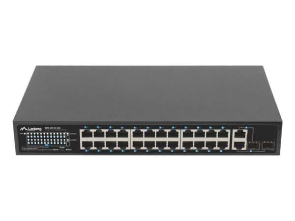 Lanberg Switch 24 x 100MB POE+/2 x Combo Rack 19" Gigabit Ethernet, Fixed Port, 26